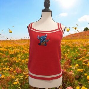 Disney Vibrant Red Sleeveless Tank Top with White Accents